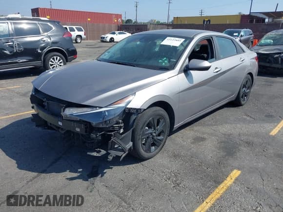 ✅ 2023 Hyundai Elantra Blue • VIN: KMHLM4AJ9PU064200 • Lot: 43223889. Listed on IAAI with 49,876 mi. Free auction sales archive from the USA and detailed vehicle history report at DreamBid. Image 2.