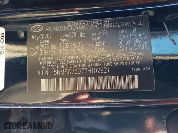 ✅ 2007 Hyundai Santa Fe GLS • VIN: 5NMSG73D77H102921 • Лот: 75212064. Опубликован ранее на Copart с пробегом 158 731 миль. Бесплатный доступ к архиву аукционных продаж из США и подробный отчёт об истории автомобиля на DreamBid. Изображение 15.