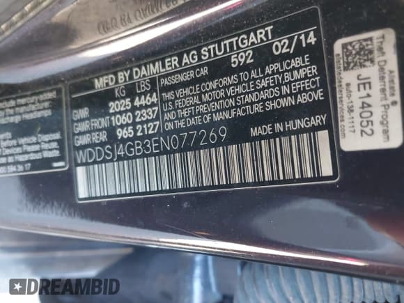 ✅ 2014 Mercedes-Benz CLA 250 • VIN: WDDSJ4GB3EN077269 • Lot: 42051998. Listed on IAAI with 166,842 mi. Free auction sales archive from the USA and detailed vehicle history report at DreamBid. Image 9.