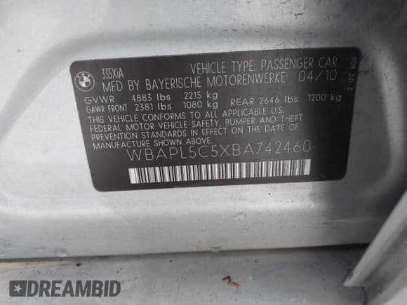 ✅ 2011 BMW 3 Series 335i xDrive • VIN: WBAPL5C5XBA742460 • Лот: 43635597. Опубликован ранее на IAAI с пробегом 112 011 миль. Бесплатный доступ к архиву аукционных продаж из США и подробный отчёт об истории автомобиля на DreamBid. Изображение 9.