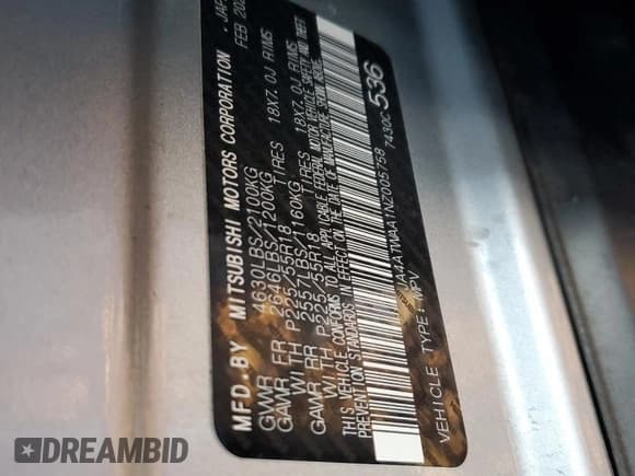 ✅ 2022 Mitsubishi Eclipse Cross SE • VIN: JA4ATWAA1NZ005758 • Lot: 55155575. Listed on Copart with 44,557 mi. Free auction sales archive from the USA and detailed vehicle history report at DreamBid. Image 12.