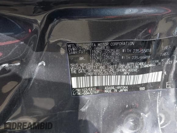 ✅ 2016 Toyota RAV4 Limited • VIN: JTMDFREV0GJ067632 • Lot: 42457566. Listed on IAAI with 86,485 mi. Free auction sales archive from the USA and detailed vehicle history report at DreamBid. Image 9.