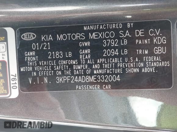 ✅ 2021 Kia Forte LXS • VIN: 3KPF24AD8ME332004 • Lot: 42069968. Wystawiony na IAAI z przebiegiem 74 758 mil. Bezpłatny archiwum sprzedaży aukcyjnych z USA i szczegółowy raport historii pojazdu na DreamBid. Zdjęcie 9.