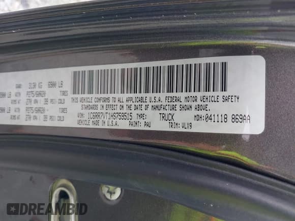 ✅ 2017 Ram 1500 Laramie • VIN: 1C6RR7VT1HS759515 • Lot: 42672289. Wystawiony na IAAI z przebiegiem 68 664 mil. Bezpłatny archiwum sprzedaży aukcyjnych z USA i szczegółowy raport historii pojazdu na DreamBid. Zdjęcie 9.