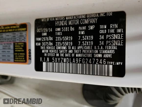 ✅ 2015 Hyundai Santa Fe • VIN: 5XYZWDLA9FG247246 • Лот: 67887992. Опубликован ранее на Copart с пробегом 143 659 миль. Бесплатный доступ к архиву аукционных продаж из США и подробный отчёт об истории автомобиля на DreamBid. Изображение 13.