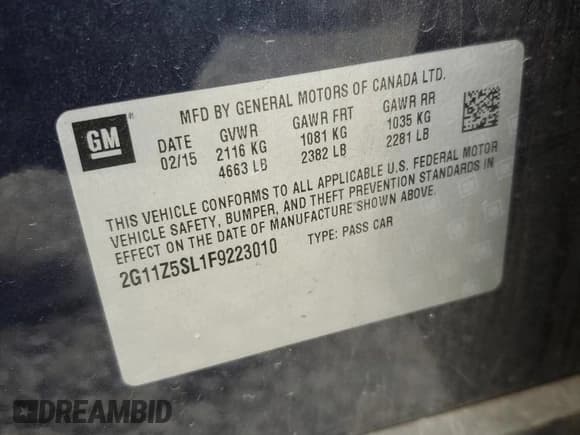 ✅ 2015 Chevrolet Impala LS • VIN: 2G11Z5SL1F9223010 • Лот: 61909315. Опубликован ранее на Copart с пробегом 138 511 миль. Бесплатный доступ к архиву аукционных продаж из США и подробный отчёт об истории автомобиля на DreamBid. Изображение 12.