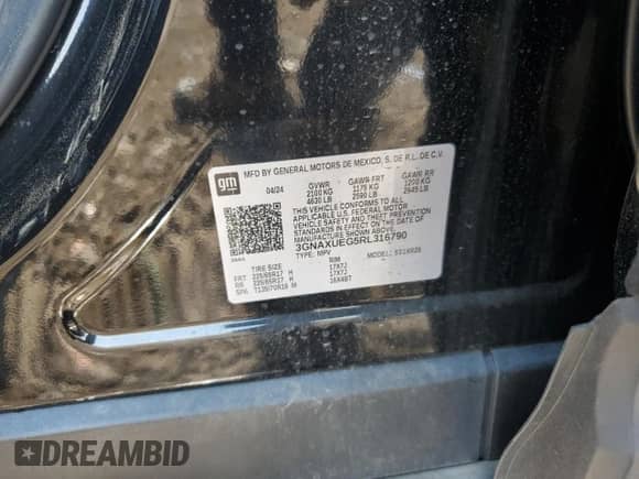 2024 Chevrolet Equinox LT with VIN 3GNAXUEG5RL316790, listed as a Copart auction lot 71908735 with 6,662 mi miles and Clean title. Bid and sale history available at DreamBid. Image 12.