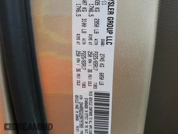 ✅ 2011 Chrysler Town & Country Limited • VIN: 2A4RR6DG2BR797989 • Лот: 71618065. Опубликован ранее на Copart с пробегом 127 670 миль. Бесплатный доступ к архиву аукционных продаж из США и подробный отчёт об истории автомобиля на DreamBid. Изображение 14.