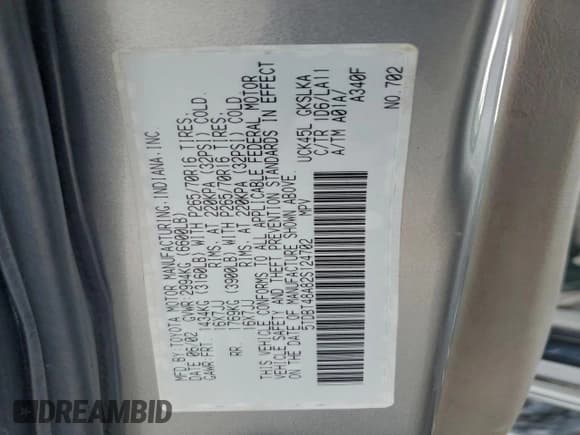 ✅ 2002 Toyota Sequoia Limited • VIN: 5TDBT48A82S124702 • Lot: 94419505. Listed on Copart with 280,325 mi. Free auction sales archive from the USA and detailed vehicle history report at DreamBid. Image 13.