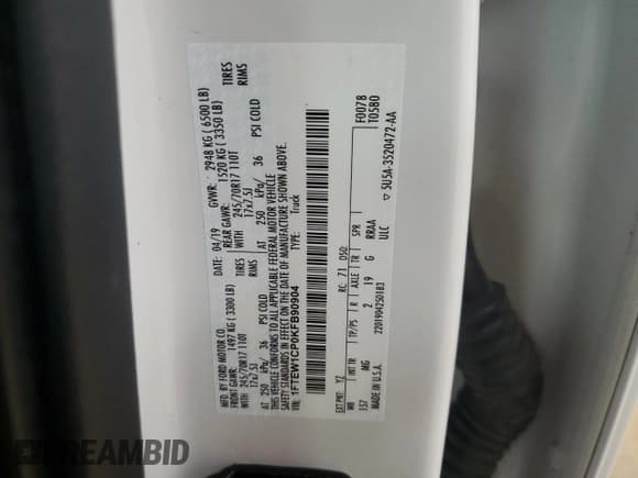 ✅ 2019 Ford F-150 XL • VIN: 1FTEW1CP0KFB90904 • Lot: 93962475. Wystawiony na Copart z przebiegiem Nie podano. Bezpłatny archiwum sprzedaży aukcyjnych z USA i szczegółowy raport historii pojazdu na DreamBid. Zdjęcie 12.