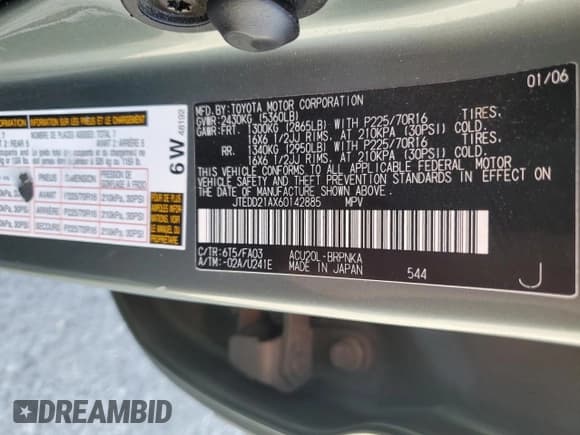 ✅ 2006 Toyota Highlander w/3rd Row • VIN: JTEDD21AX60142885 • Лот: 64609485. Опубликован ранее на Copart с пробегом 222 268 миль. Бесплатный доступ к архиву аукционных продаж из США и подробный отчёт об истории автомобиля на DreamBid. Изображение 13.