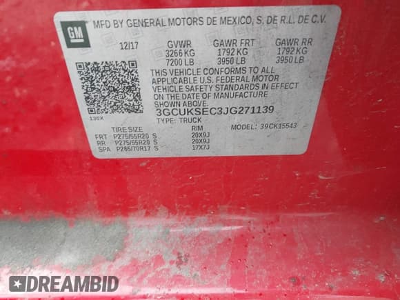 ✅ 2018 Chevrolet Silverado 1500 LTZ • VIN: 3GCUKSEC3JG271139 • Lot: 42497438. Wystawiony na IAAI z przebiegiem 141 324 mil. Bezpłatny archiwum sprzedaży aukcyjnych z USA i szczegółowy raport historii pojazdu na DreamBid. Zdjęcie 9.