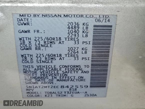 ✅ 2014 Nissan Rogue SL • VIN: 5N1AT2MT2EC842559 • Лот: 94093015. Опубликован ранее на Copart с пробегом 139 375 миль. Бесплатный доступ к архиву аукционных продаж из США и подробный отчёт об истории автомобиля на DreamBid. Изображение 14.