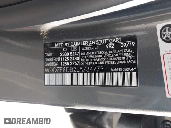 ✅ 2020 Mercedes-Benz E 350 • VIN: WDDZF8DB2LA734773 • Lot: 43626637. Listed on IAAI with 53,126 mi. Free auction sales archive from the USA and detailed vehicle history report at DreamBid. Image 9.