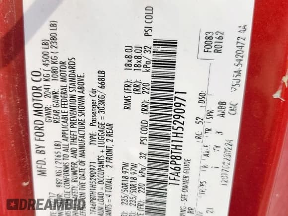 ✅ 2017 Ford Mustang EcoBoost • VIN: 1FA6P8TH1H5290971 • Lot: 57888935. Wystawiony na Copart z przebiegiem 154 940 mil. Bezpłatny archiwum sprzedaży aukcyjnych z USA i szczegółowy raport historii pojazdu na DreamBid. Zdjęcie 12.