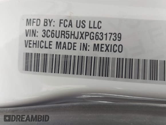 ✅ 2023 Ram 2500 Tradesman • VIN: 3C6UR5HJXPG631739 • Лот: 41382584. Опубликован ранее на IAAI с пробегом 45 385 миль. Бесплатный доступ к архиву аукционных продаж из США и подробный отчёт об истории автомобиля на DreamBid. Изображение 9.