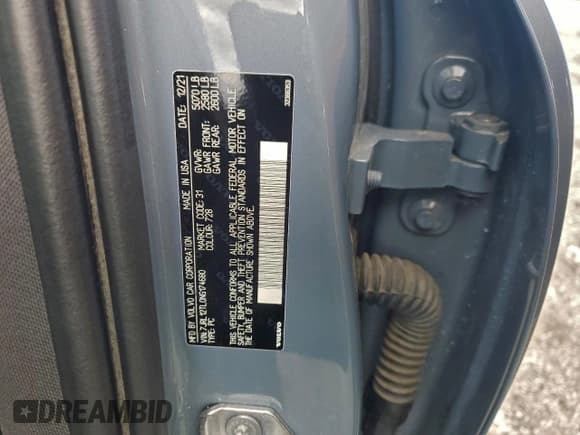 ✅ 2022 Volvo S60 Inscription • VIN: 7JRL12TL0NG174680 • Lot: 93004345. Wystawiony na Copart z przebiegiem 43 551 mil. Bezpłatny archiwum sprzedaży aukcyjnych z USA i szczegółowy raport historii pojazdu na DreamBid. Zdjęcie 12.