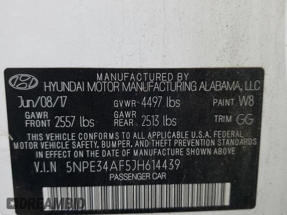 ✅ 2018 Hyundai Sonata Limited • VIN: 5NPE34AF5JH614439 • Lot: 52914852. Listed on Copart with 24,777 mi. Free auction sales archive from the USA and detailed vehicle history report at DreamBid. Image 10.