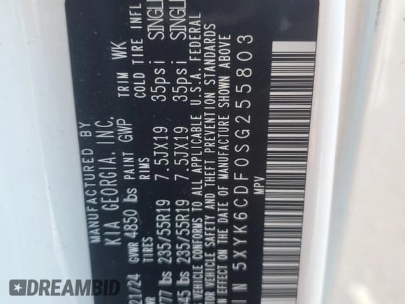 ✅ 2025 Kia Sportage X-Line • VIN: 5XYK6CDF0SG255803 • Lot: 82758635. Listed on Copart with 14,094 mi. Free auction sales archive from the USA and detailed vehicle history report at DreamBid. Image 14.