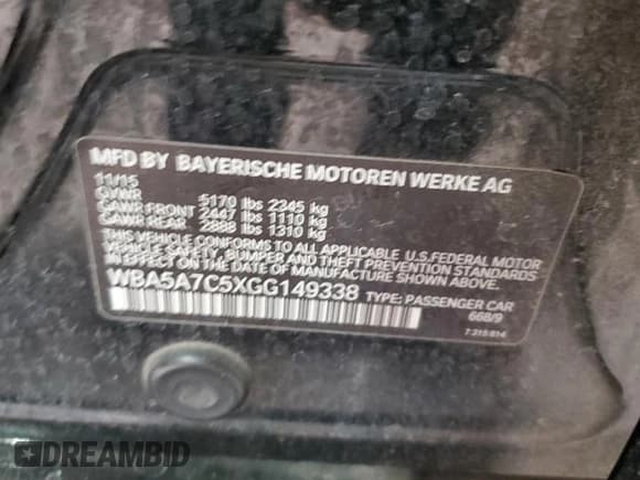 ✅ 2016 BMW 5 Series 528i xDrive • VIN: WBA5A7C5XGG149338 • Лот: 82724405. Опубликован ранее на Copart с пробегом 92 399 миль. Бесплатный доступ к архиву аукционных продаж из США и подробный отчёт об истории автомобиля на DreamBid. Изображение 12.