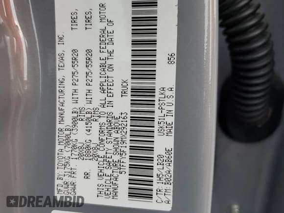 ✅ 2021 Toyota Tundra Limited • VIN: 5TFFY5F19MX292163 • Lot: 73395184. Listed on Copart with 35,607 mi. Free auction sales archive from the USA and detailed vehicle history report at DreamBid. Image 12.