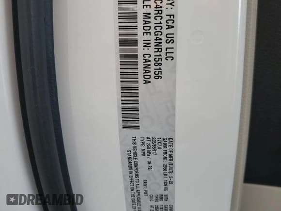 ✅ 2022 Chrysler Voyager LX • VIN: 2C4RC1CG4NR158156 • Lot: 86328915. Wystawiony na Copart z przebiegiem 62 777 mil. Bezpłatny archiwum sprzedaży aukcyjnych z USA i szczegółowy raport historii pojazdu na DreamBid. Zdjęcie 13.