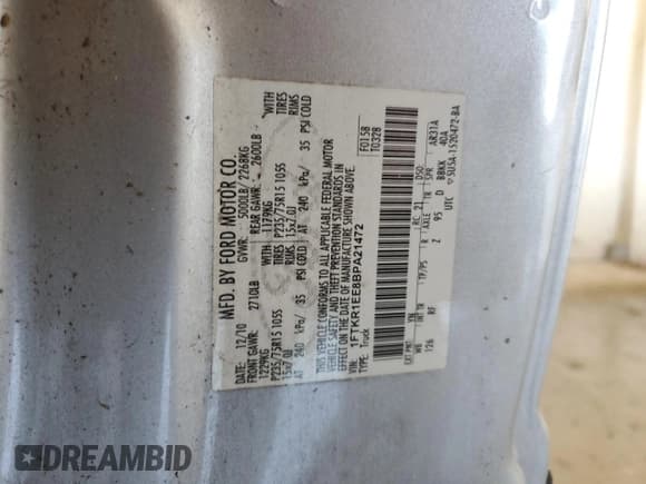 ✅ 2011 Ford Ranger XL • VIN: 1FTKR1EE8BPA21472 • Лот: 84891375. Опубликован ранее на Copart с пробегом 69 293 миль. Бесплатный доступ к архиву аукционных продаж из США и подробный отчёт об истории автомобиля на DreamBid. Изображение 12.