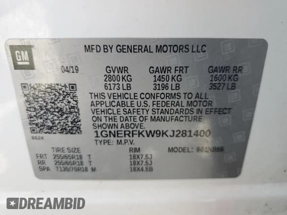 ✅ 2019 Chevrolet Traverse LS • VIN: 1GNERFKW9KJ281400 • Lot: 69558904. Wystawiony na Copart z przebiegiem 40 198 mil. Bezpłatny archiwum sprzedaży aukcyjnych z USA i szczegółowy raport historii pojazdu na DreamBid. Zdjęcie 13.