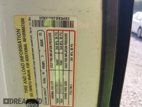 ✅ 2005 Ford F-150 STX • VIN: 1FTRX12W75FB36043 • Lot: 43242064. Wystawiony na IAAI z przebiegiem 200 000 mil. Bezpłatny archiwum sprzedaży aukcyjnych z USA i szczegółowy raport historii pojazdu na DreamBid. Zdjęcie 9.