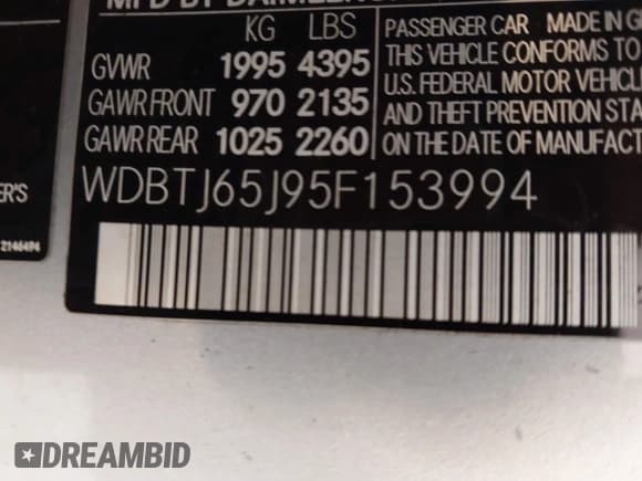 ✅ 2005 Mercedes-Benz CLK 320 • VIN: WDBTJ65J95F153994 • Lot: 42707612. Listed on IAAI with Not provided. Free auction sales archive from the USA and detailed vehicle history report at DreamBid. Image 9.