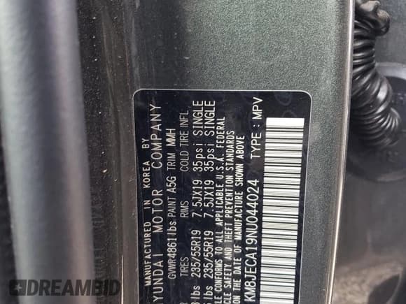 ✅ 2022 Hyundai Tucson Limited • VIN: KM8JECA19NU044024 • Lot: 51600363. Wystawiony na Copart z przebiegiem Nie podano. Bezpłatny archiwum sprzedaży aukcyjnych z USA i szczegółowy raport historii pojazdu na DreamBid. Zdjęcie 12.