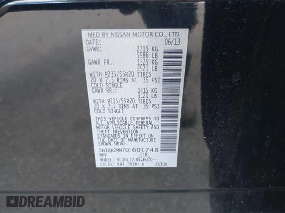 ✅ 2014 Nissan Pathfinder Platinum • VIN: 5N1AR2MM7EC601748 • Lot: 42202262. Listed on IAAI with 167,260 mi. Free auction sales archive from the USA and detailed vehicle history report at DreamBid. Image 9.