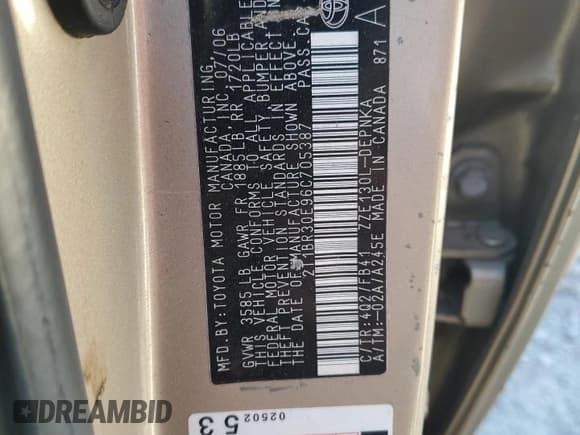 ✅ 2006 Toyota Corolla LE • VIN: 2T1BR30E96C705387 • Lot: 82659205. Wystawiony na Copart z przebiegiem 172 952 mil. Bezpłatny archiwum sprzedaży aukcyjnych z USA i szczegółowy raport historii pojazdu na DreamBid. Zdjęcie 12.