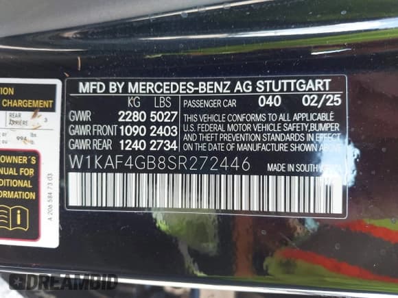 ✅ 2025 Mercedes-Benz C 300 • VIN: W1KAF4GB8SR272446 • Lot: 43379113. Wystawiony na IAAI z przebiegiem 553 mil. Bezpłatny archiwum sprzedaży aukcyjnych z USA i szczegółowy raport historii pojazdu na DreamBid. Zdjęcie 9.
