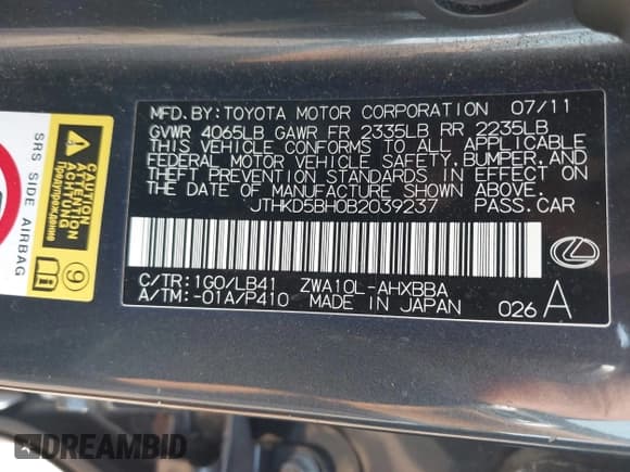 ✅ 2011 Lexus CT 200h • VIN: JTHKD5BH0B2039237 • Lot: 42863629. Wystawiony na IAAI z przebiegiem 74 580 mil. Bezpłatny archiwum sprzedaży aukcyjnych z USA i szczegółowy raport historii pojazdu na DreamBid. Zdjęcie 9.