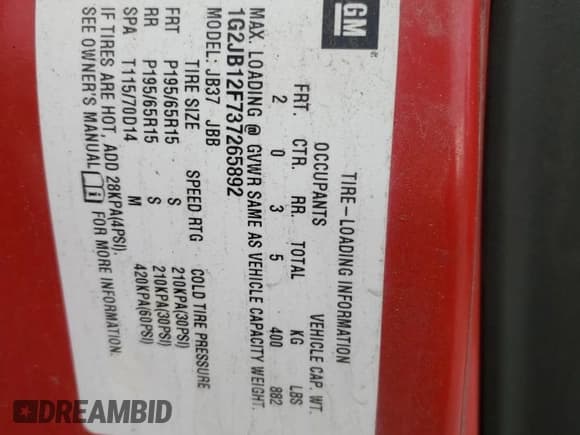 ✅ 2003 Pontiac Sunfire • VIN: 1G2JB12F737265892 • Lot: 47524685. Listed on Copart with 67,245 mi. Free auction sales archive from the USA and detailed vehicle history report at DreamBid. Image 12.