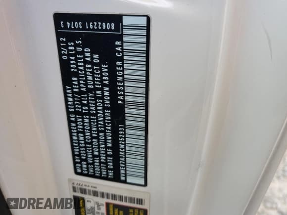 ✅ 2012 Volkswagen Golf GTI w/Conv & Sunroof • VIN: WVWEV7AJXCW252931 • Лот: 80715024. Опубликован ранее на Copart с пробегом Не указан. Бесплатный доступ к архиву аукционных продаж из США и подробный отчёт об истории автомобиля на DreamBid. Изображение 14.