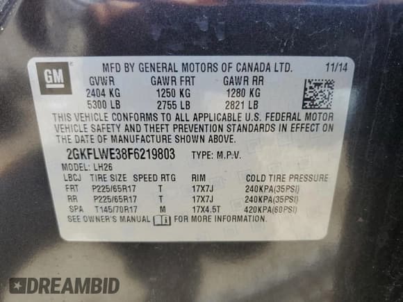 ✅ 2015 GMC Terrain SLE • VIN: 2GKFLWE38F6219803 • Lot: 68082025. Listed on Copart with 86,430 mi. Free auction sales archive from the USA and detailed vehicle history report at DreamBid. Image 13.