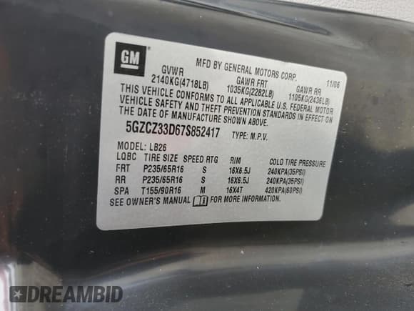 ✅ 2007 Saturn VUE I4 • VIN: 5GZCZ33D67S852417 • Lot: 58627665. Wystawiony na Copart z przebiegiem 157 571 mil. Bezpłatny archiwum sprzedaży aukcyjnych z USA i szczegółowy raport historii pojazdu na DreamBid. Zdjęcie 12.