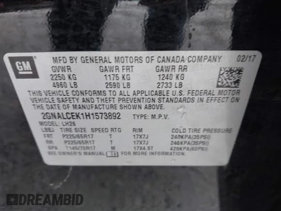 ✅ 2017 Chevrolet Equinox LT • VIN: 2GNALCEK1H1573892 • Лот: 43467219. Опубликован ранее на IAAI с пробегом 151 795 миль. Бесплатный доступ к архиву аукционных продаж из США и подробный отчёт об истории автомобиля на DreamBid. Изображение 9.