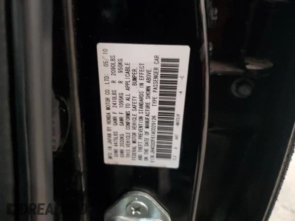 ✅ 2010 Acura TSX • VIN: JH4CU2F61AC029126 • Lot: 92657095. Listed on Copart with 170,460 mi. Free auction sales archive from the USA and detailed vehicle history report at DreamBid. Image 12.