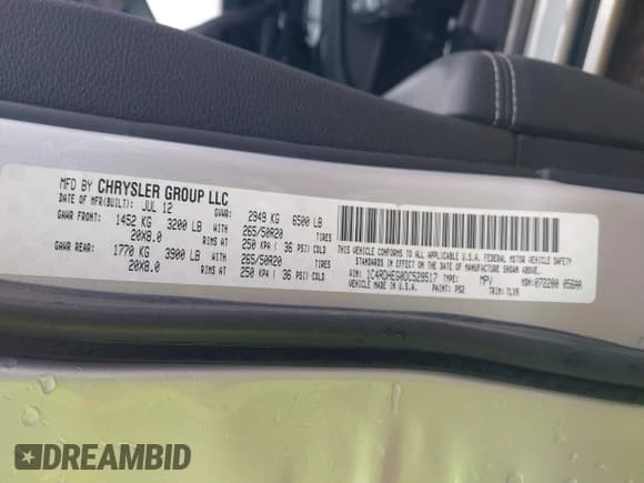 ✅ 2013 Dodge Durango Citadel • VIN: 1C4RDHEG0DC529517 • Lot: 42477239. Listed on IAAI with 241,092 mi. Free auction sales archive from the USA and detailed vehicle history report at DreamBid. Image 9.