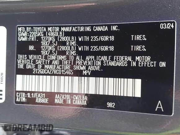 ✅ 2024 Lexus NX 250 Premium • VIN: 2T2GDCAZ7RC015465 • Lot: 42171196. Listed on IAAI with 14,322 mi. Free auction sales archive from the USA and detailed vehicle history report at DreamBid. Image 9.