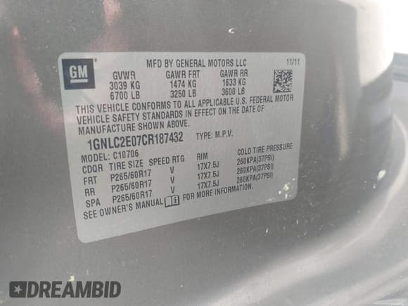 ✅ 2012 Chevrolet Tahoe Commercial • VIN: 1GNLC2E07CR187432 • Lot: 42126539. Wystawiony na IAAI z przebiegiem 169 607 mil. Bezpłatny archiwum sprzedaży aukcyjnych z USA i szczegółowy raport historii pojazdu na DreamBid. Zdjęcie 9.