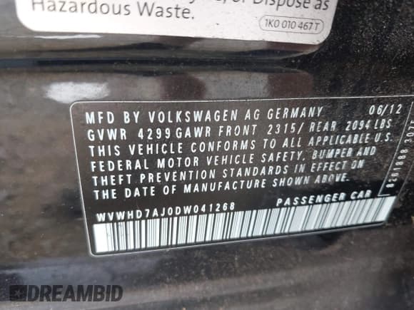 ✅ 2013 Volkswagen Golf GTI • VIN: WVWHD7AJ0DW041268 • Лот: 43024575. Опубликован ранее на IAAI с пробегом 119 075 миль. Бесплатный доступ к архиву аукционных продаж из США и подробный отчёт об истории автомобиля на DreamBid. Изображение 9.