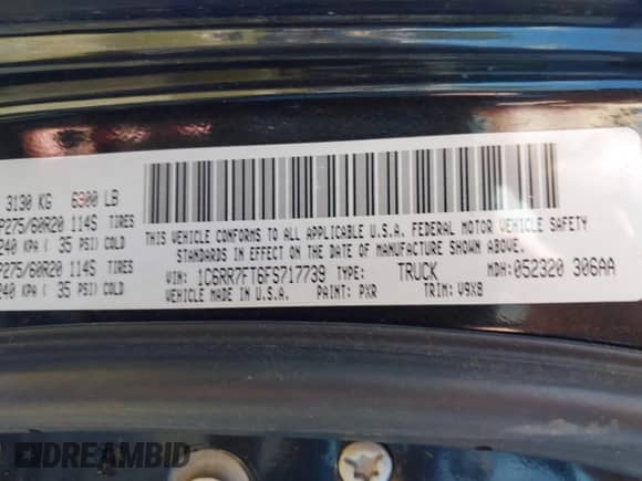 2015 Ram 1500 Express с VIN 1C6RR7FT6FS717739, выставлен на аукционе IAAI как лот 43221818 с пробегом 112 860 миль миль и . История ставок и продаж доступна на DreamBid. Изображение 9.