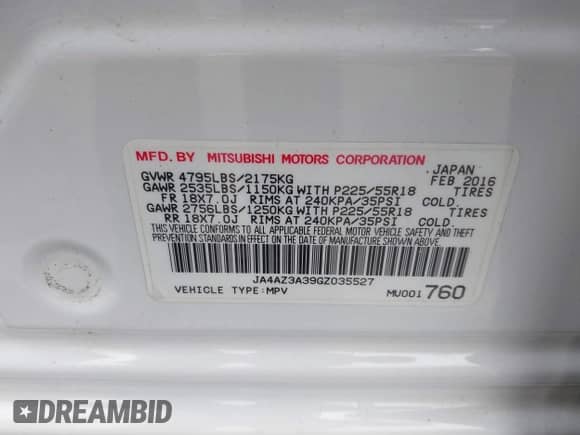 2016 Mitsubishi Outlander SE с VIN JA4AZ3A39GZ035527, выставлен на аукционе IAAI как лот 42526052 с пробегом 72 547 миль миль и . История ставок и продаж доступна на DreamBid. Изображение 9.