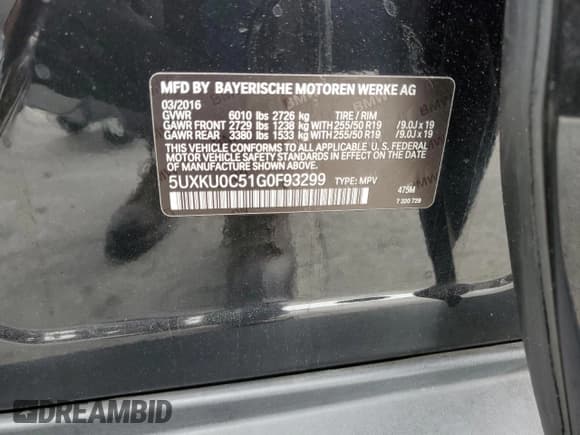 ✅ 2016 BMW X6 sDrive35i • VIN: 5UXKU0C51G0F93299 • Lot: 91646035. Listed on Copart with Not provided. Free auction sales archive from the USA and detailed vehicle history report at DreamBid. Image 13.