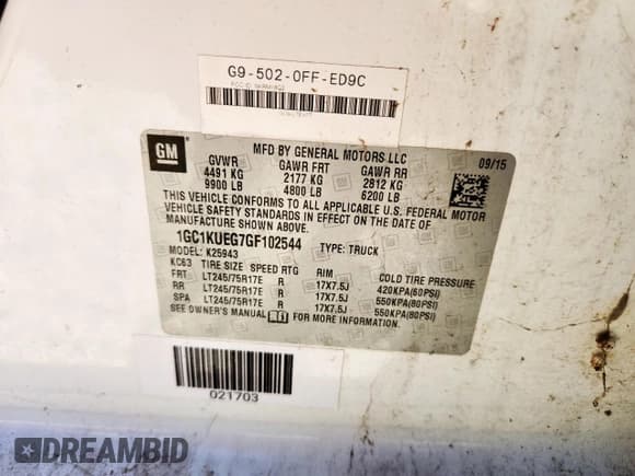 ✅ 2016 Chevrolet Silverado 2500HD Work Truck • VIN: 1GC1KUEG7GF102544 • Лот: 91908245. Опубликован ранее на Copart с пробегом 156 859 миль. Бесплатный доступ к архиву аукционных продаж из США и подробный отчёт об истории автомобиля на DreamBid. Изображение 12.