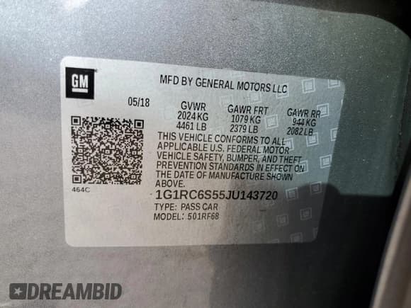 ✅ 2018 Chevrolet Volt LT • VIN: 1G1RC6S55JU143720 • Lot: 79473044. Wystawiony na Copart z przebiegiem 75 903 mil. Bezpłatny archiwum sprzedaży aukcyjnych z USA i szczegółowy raport historii pojazdu na DreamBid. Zdjęcie 14.